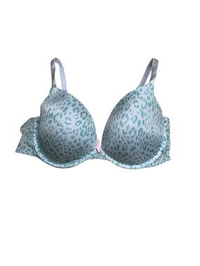 Victoria’s Secret PINK Push Up Bra 34DD Blue Leopard Print
